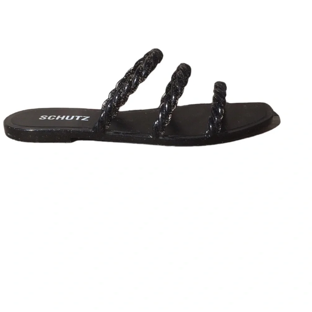 Schutz Diana Glitter Trio-Strap Jelly Slide Sandals